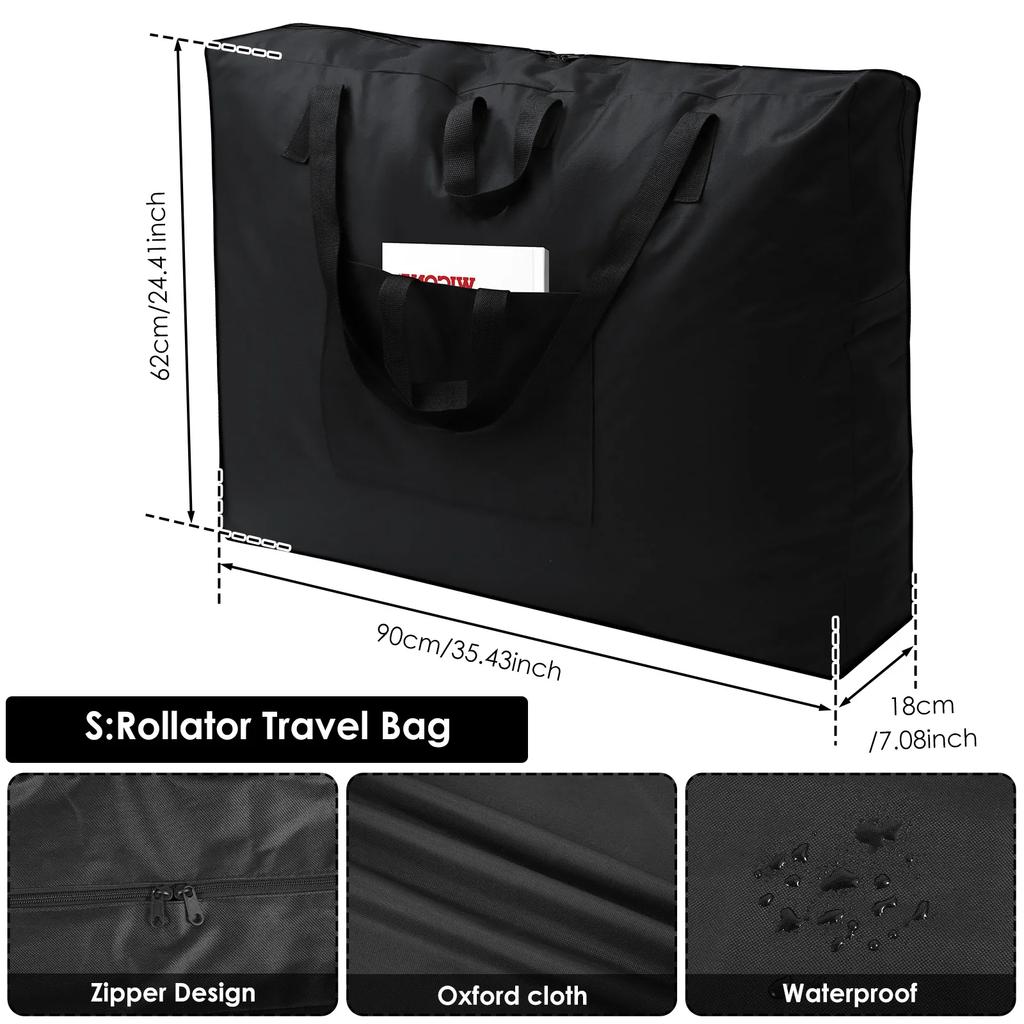 Rollator Travel Bag Reusable Oxford Cloth Foldable Wheelchair Storage Bag Waterproof Wheelchair Bag Wear Resistant Chair Walker
