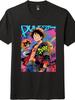 One Piece Tee Black|Monkey D.Luffy Graffiti Print for Anime Fans Casual Wear