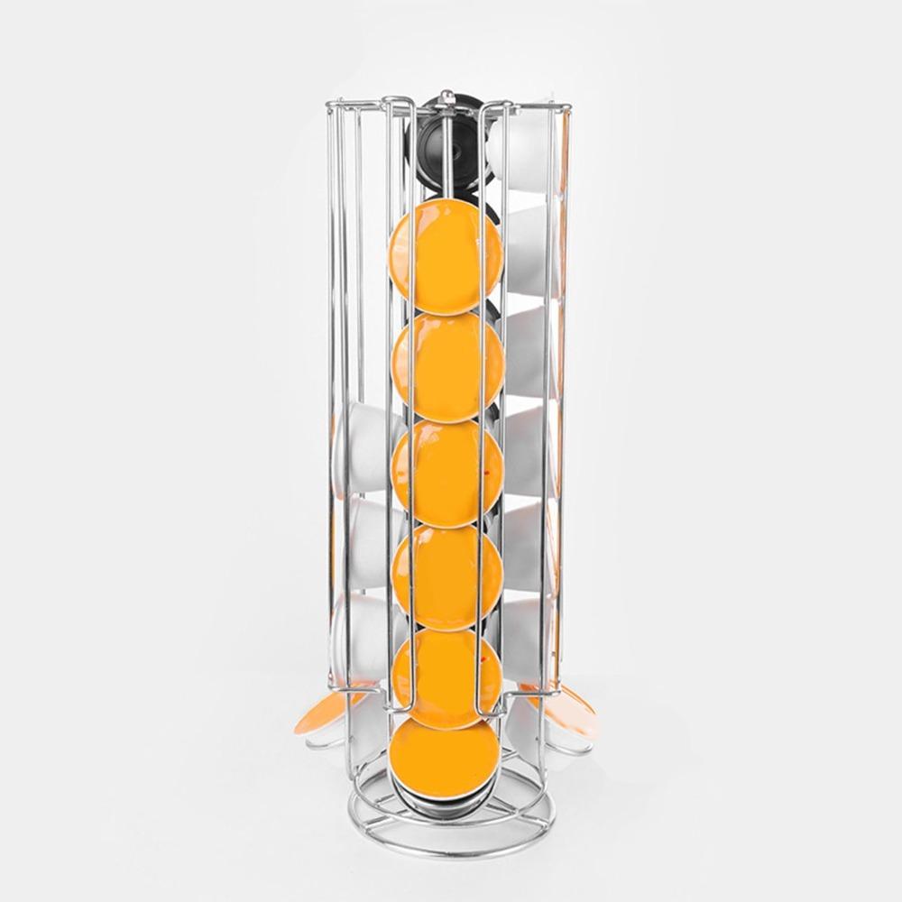 Stand Base Coffee Capsule Organizer Tower Shape Rotating Coffee Rack For Dolce Gusto