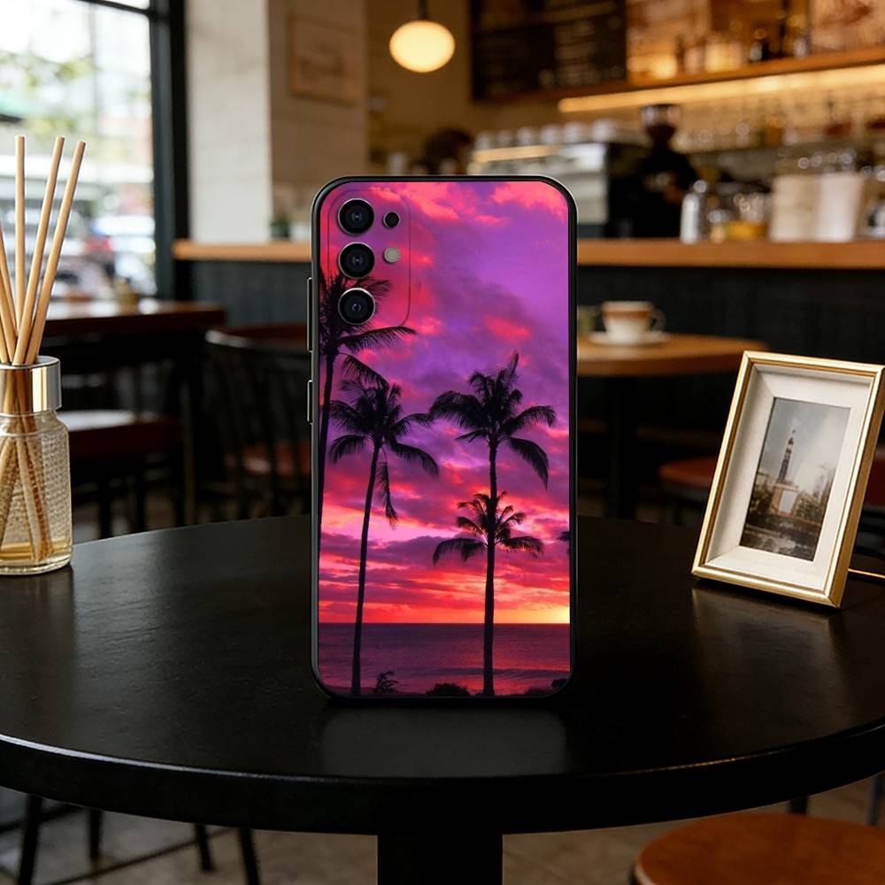 Закат у моря Чехол для телефона Черный Силиконовый Мягкий Для Samsung S25,S24,S21,S22,S23,S30,Ultra,S20,Plus,Fe,Lite