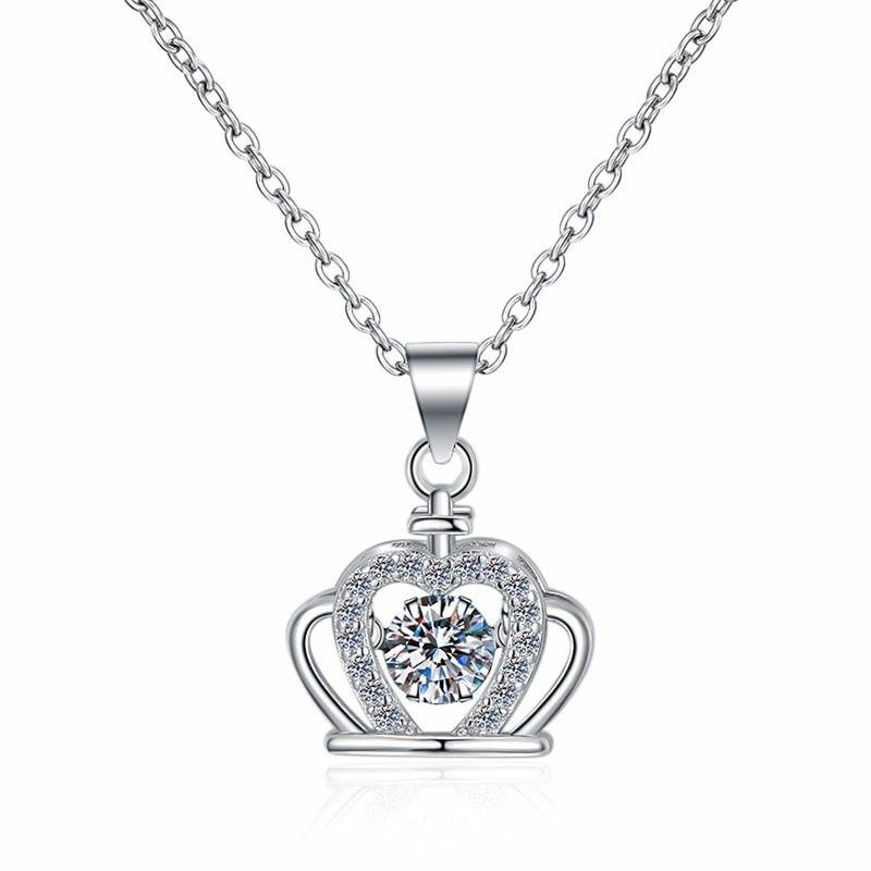 Crown s925 sterling silver necklace women's fashion smart beating pendant simple collarbone chain girlfriend birthday gift