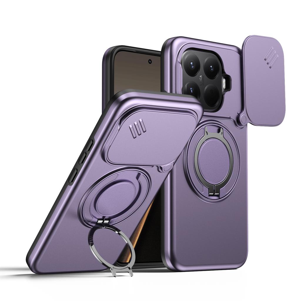 Чехол-броня с выдвижной крышкой для камеры, ударопрочный, для Xiaomi 15T Pro 5G, с металлической подставкой-кольцом, ТПУ-каркасом, защитным щитком из твердого пластика, Coque Fundas