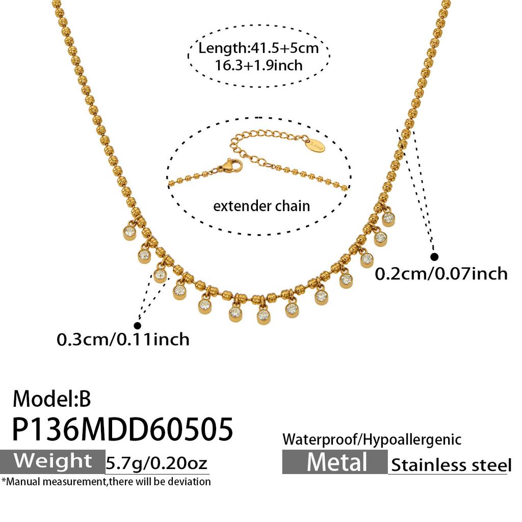 2026 Trending Geometric Choker Necklace for Women Stainless Steel Gold Plated Pastel Beaded Chain Minimalist Party Jewelry