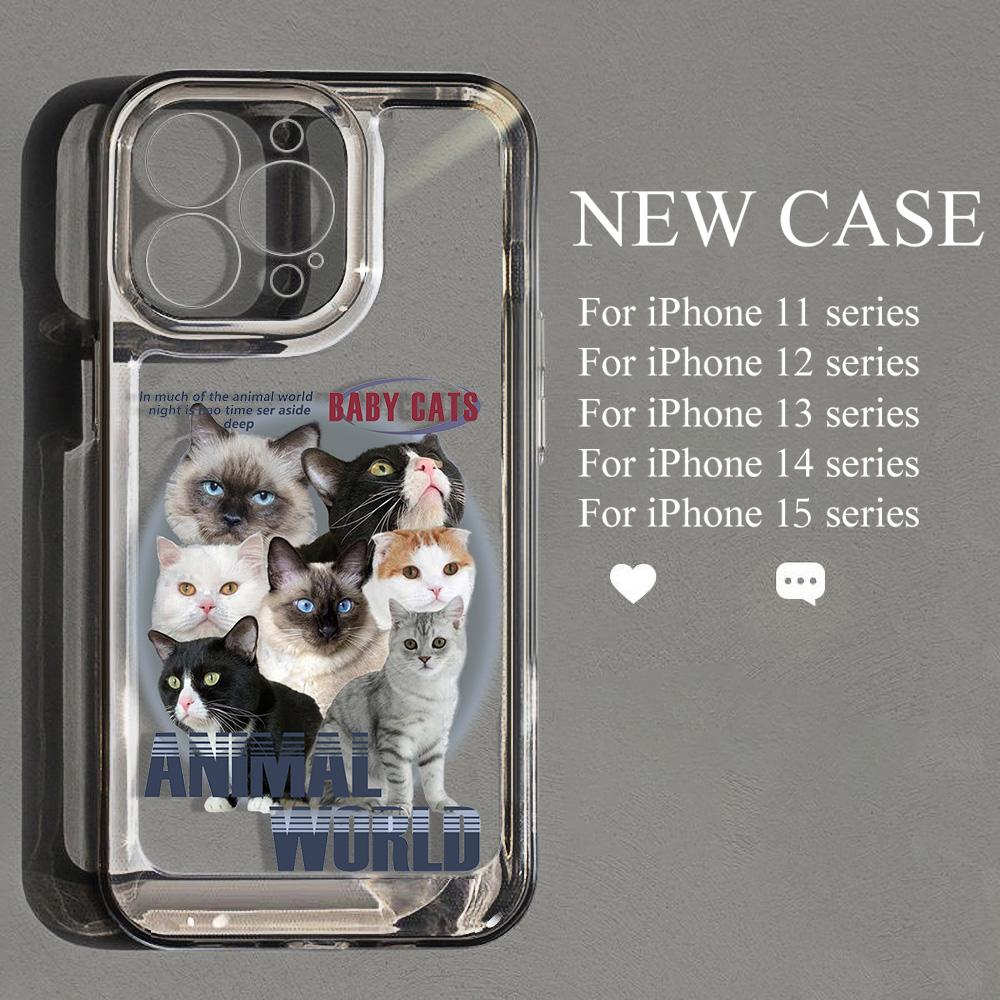 Чехол для телефона Cat для iPhone 13, чехлы для iPhone 11, 16 Pro Max, 14, 15, 12 XR, 13pro, 16pro, 16promax, 13promax, мягкие прозрачные чехлы из ТПУ, Fundas