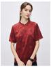 19mm Twill Satin Summer Round Neck Chinese Style Buckle Jacquard Temperament Heavyweight Mulberry Silk T-shirt for Women