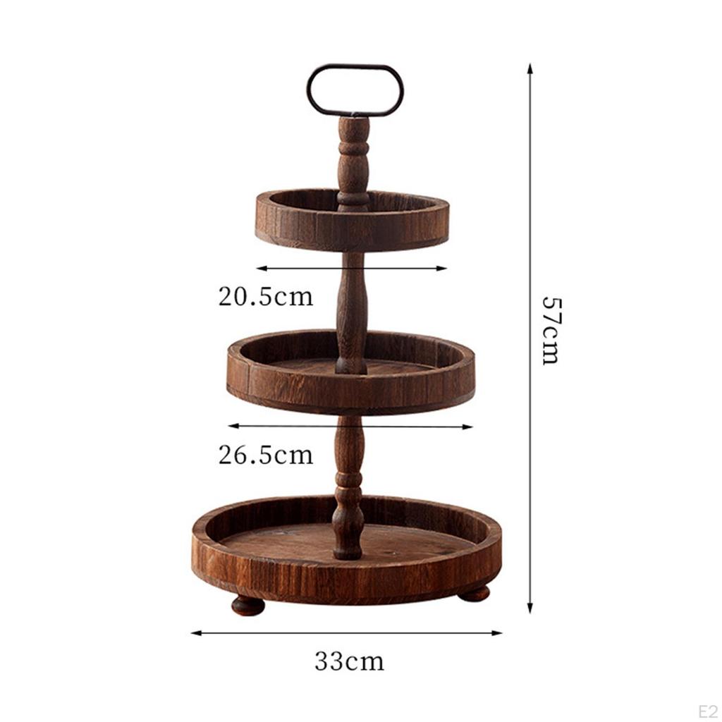 Деревянная подставка для кексов, тарелка для конфет, держатель для печенья, круглый трехуровневый поднос для сервировки десерта для чая