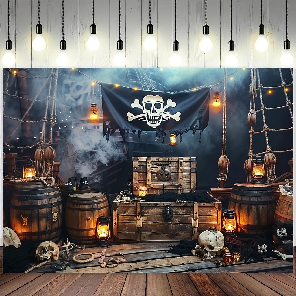 Pirate themed polyester photography background, perfect for teenage birthday parties, indoor/outdoor decoration