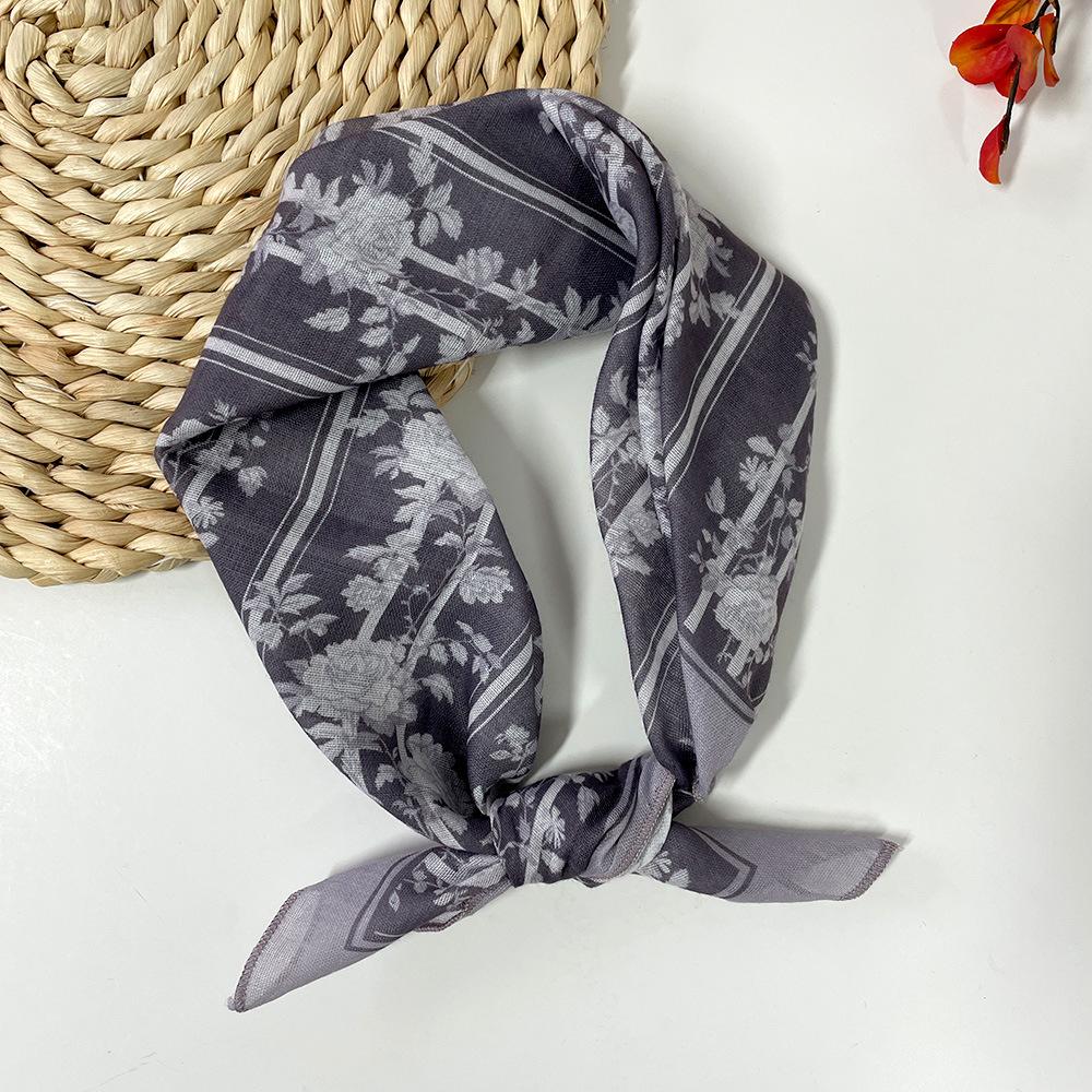 Spring-summer cashew flower square scarf, cotton-linen small square scarf, silk scarf, classic vintage versatile bun neck scarf