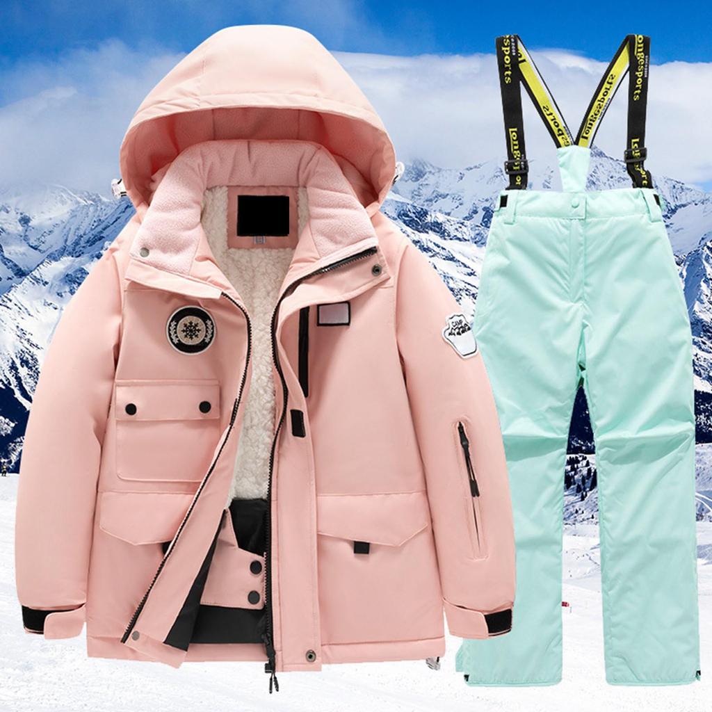 Winter Parkas Trousers Snowboarding Clothes Children's Ski Suit Girls' Outdoor Waterproof and Windproof Thick Warm Boys' and Girls' Ski Clothes