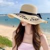 Bowknot Strap Decor Sun Hat Simple Letter Wide Brim Straw Hats Summer Sunshade Beach Hats Suitable for Travel, Seaside Vacation