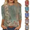 Women's Blouse 3/4 Sleeve Shirts Cute Print Graphic Tees Blouses Casual Plus Size Basic Tops Pullover