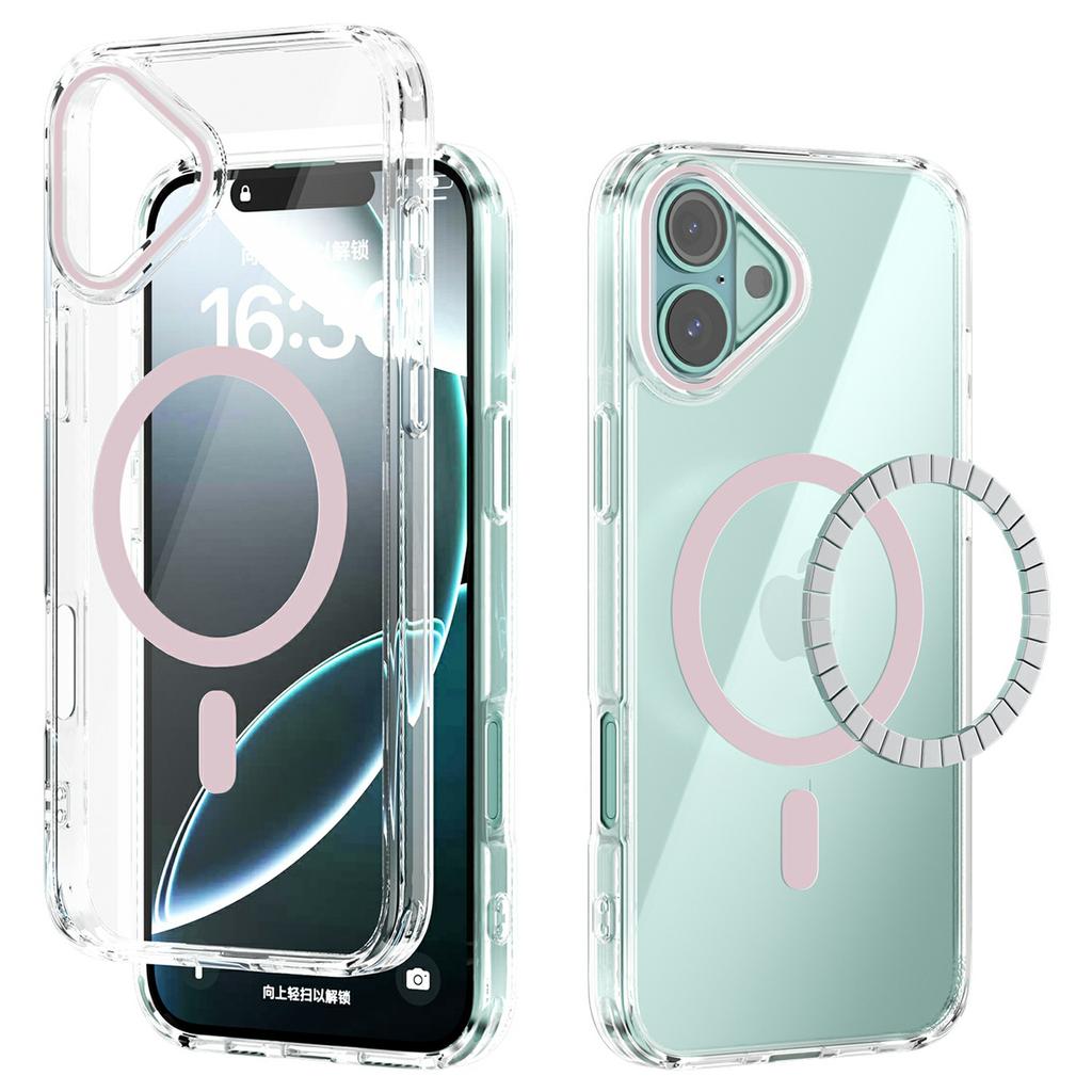 Для iPhone 16 Plus Чехол Совместимый с MagSafe Защита от царапин Прозрачный ТПУ ПК Задняя крышка для телефона