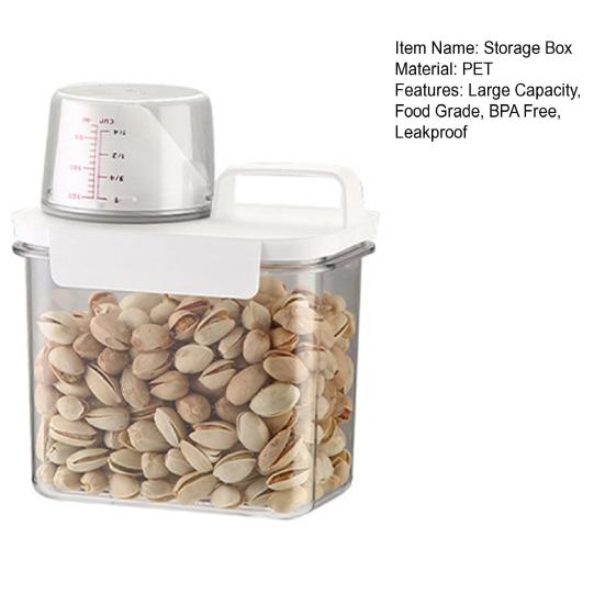 Storage Box Transparent Airtight Container with Ergonomic Grip BPA Free Leakproof Large Capacity Sealed Flour Sugar Container