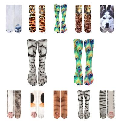 Хлопковые носки с кошачьими лапками Дышащие носки с лапами собаки и тигра Модные забавные носки с принтом Взрослые