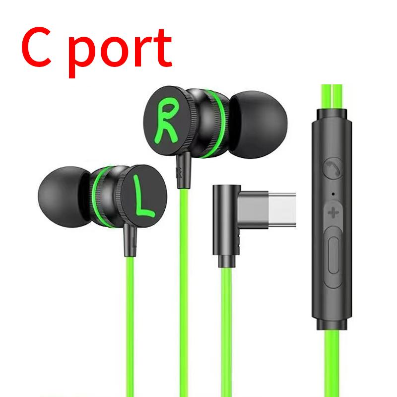 Pffee 3.5mm  Type C Hifi Wired Earphones Game Earbuds Super Bass With Microphone Noise Canceling