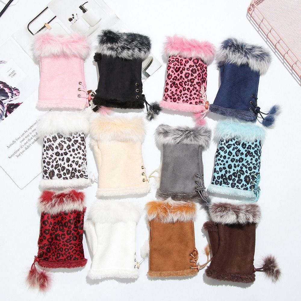 Keep Warm Winter Thicken Female Elastic Gloves Fingerless Gloves Plush Mittens Fashion Accessories