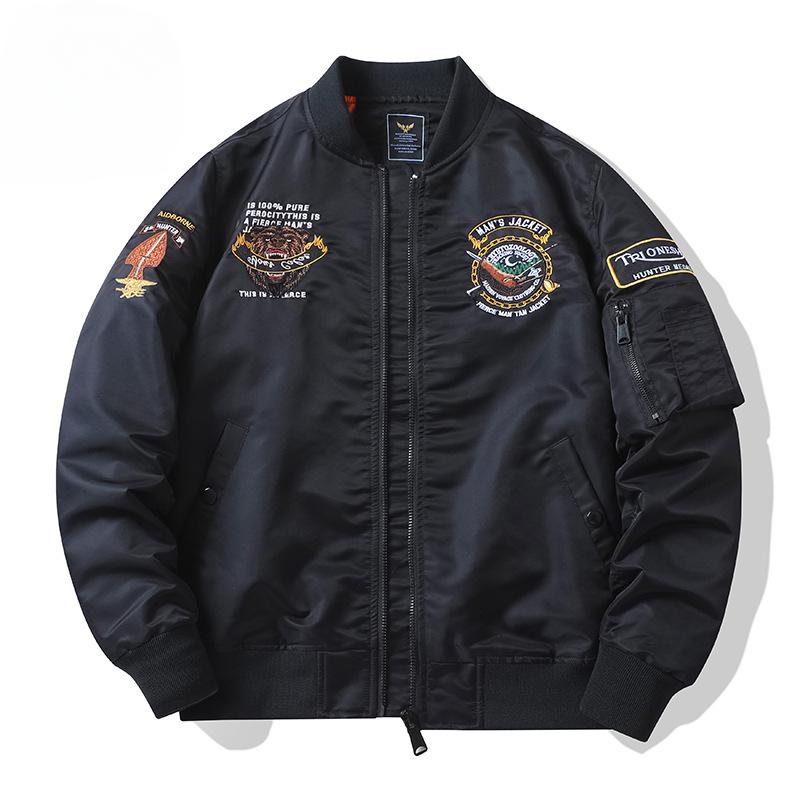 Spring and Autumn New Air Force MA1 Pilot Jacket Men's Heavy Industry Embroidered Baseball Uniform Large Size Jacket Work Jacket Trendy