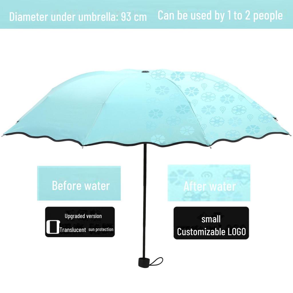UV Protective Black Folding Sun Umbrella - Anti-Ultraviolet Women's Sunshade with Custom Logo