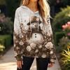 Женский модный повседневный пуловер с рождественским принтом, толстовка с капюшоном и длинными рукавами