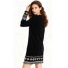 Женское черное вязаное платье повседневное винтажный стиль платье свитер осенняя мода теплая одежда