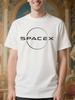 Футболка унисекс с логотипом SpaceX и слоганом 'Keep Forging Ahead' - Белая с черным принтом на тему освоения космоса
