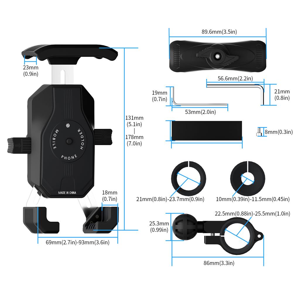 Кронштейн для навигации на руль, амортизатор, автоматическая блокировка, крепление для мобильного телефона, подставка для мобильного телефона на мотоцикл и велосипед, подходит для телефона с диагональю 4–7 дюймов