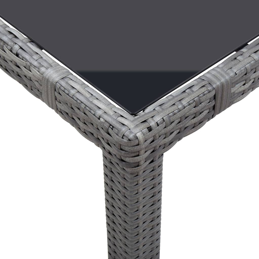 7 Piece Outdoor Dining Set Grey Poly Rattan