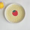 INS Hand-painted 8-inch Relief Plate Home Dessert Plate Breakfast Fruit Plate Fruit Baking Tray Cute Atmosphere Decoration Plate