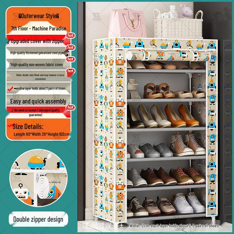 Multi-Layer Indoor Shoe Rack with Curtain