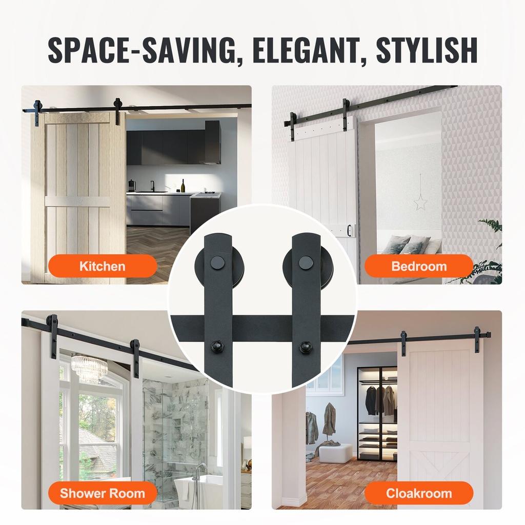 8FT Sliding Barn Door Hardware Kit, 330LBS Loading Heavy Duty Barn Door Track Kit for Single Door, Fit 3.7-4.3FT Wide and 1.3"-1.8" Thick Door Panel,