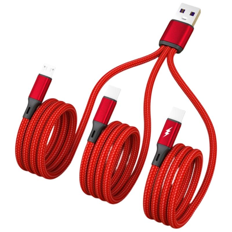 3-в-1 Многофункциональный зарядный кабель USB на двойной Type-C Micro USB Разъем Кабель быстрой зарядки для мобильных телефонов, планшетов и других устройств