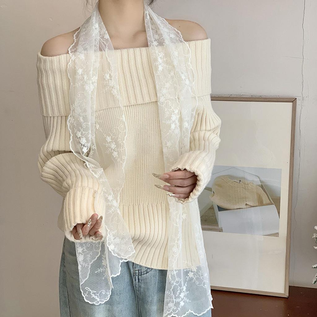 Multiuse Lace Scarf Seethrough Shawl Wrap With Flower Pattern Long Silk Scarf For Women Everyday And Special Event Wear