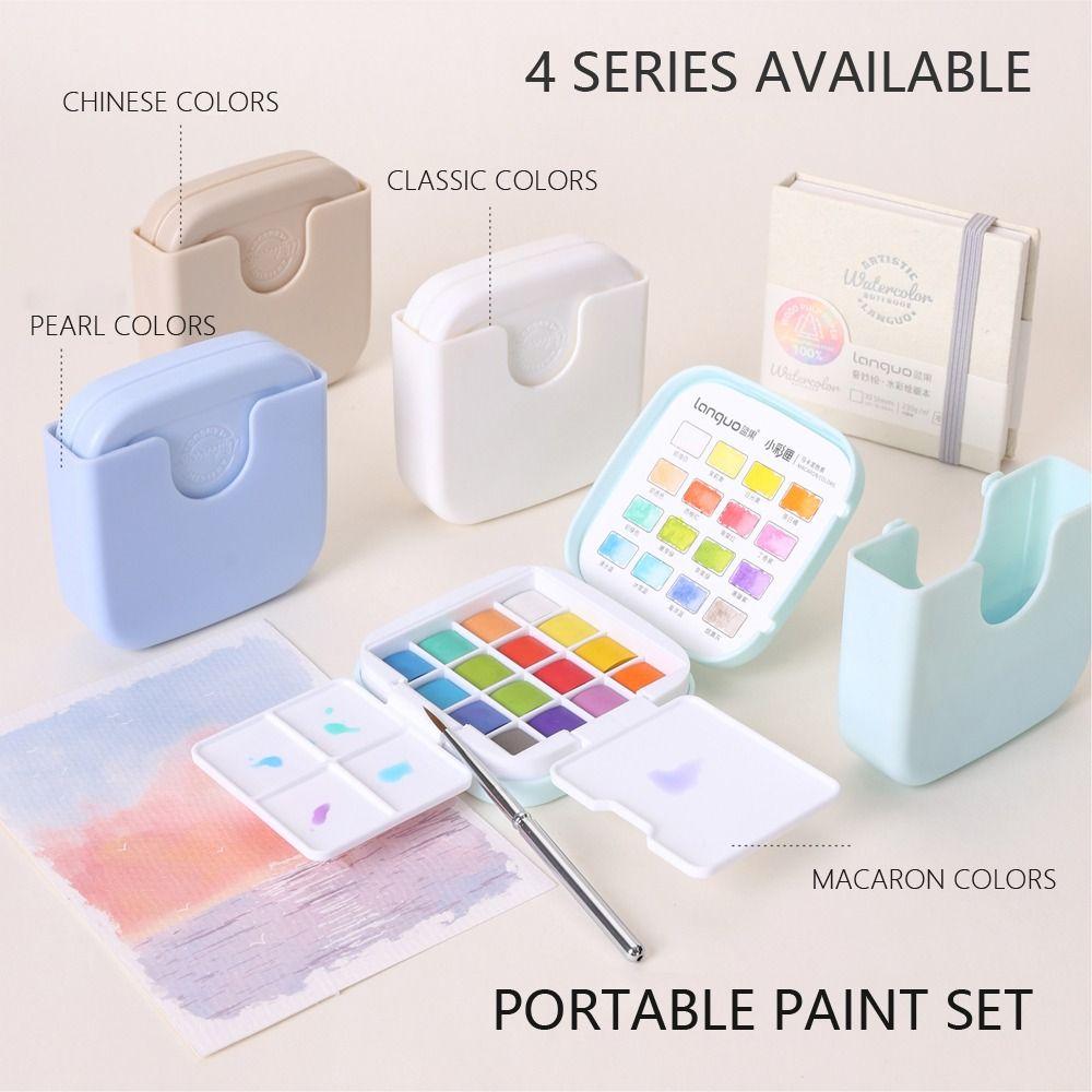 16 Colors Watercolor Sets Mini Painting Pigments for Art Drawing Sketching