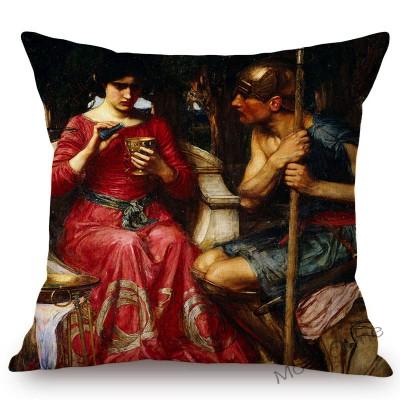 Aestheticism Master John Waterhouse Ancient Greek Myths Goddess Oil Painting Sofa Pillow Case Young Girls Linen Cushion Cover