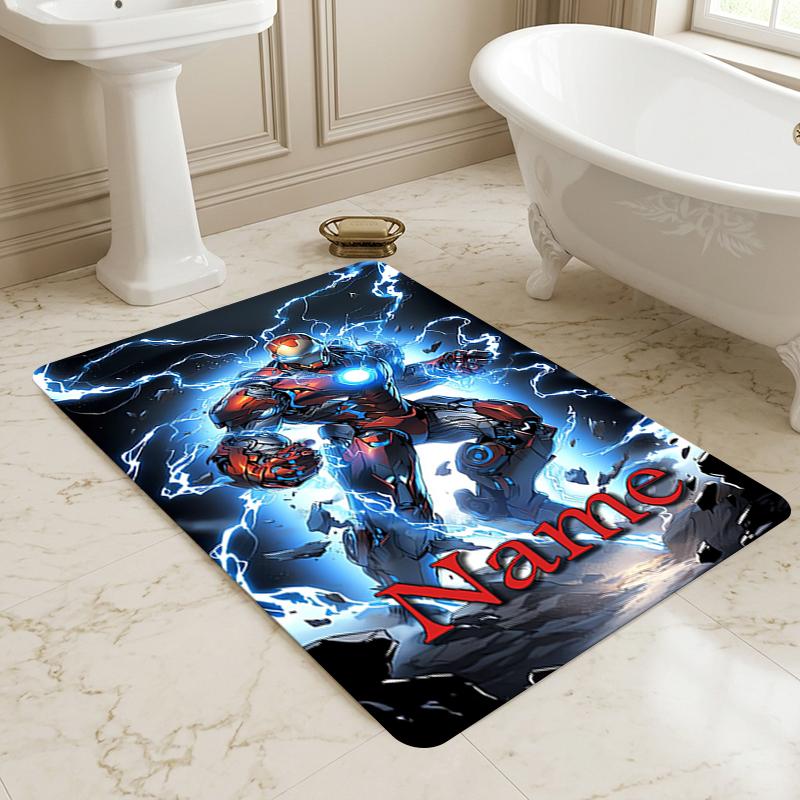 Personalized Name Superhero Power Living Room Non-Slip Area Rug Soft Carpet for Bedroom Playroom Sofa Office Home Decor Doormat