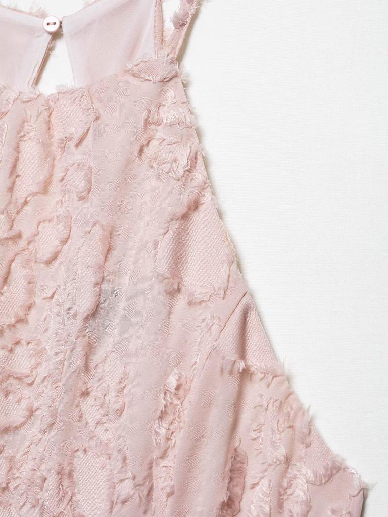 Летнее женское платье 2025 года в европейском и американском стиле с бретелью через шею - Модное, Простая текстура