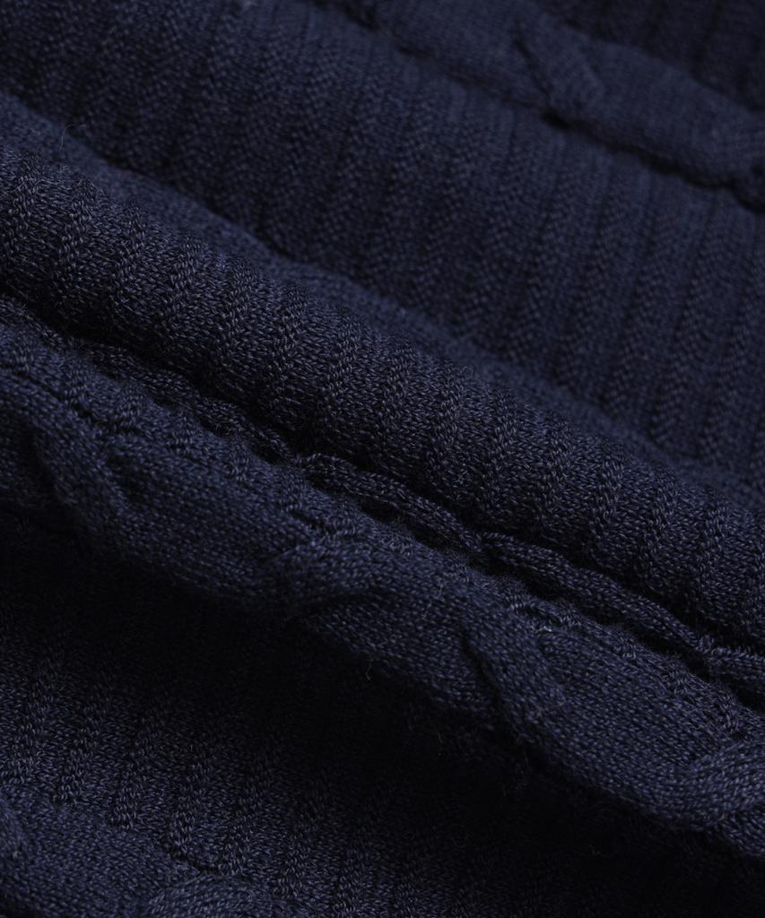 BROOKS BROTHERS Tennis V-Neck Cable Sweater (Navy) (Bbwnmmg101)