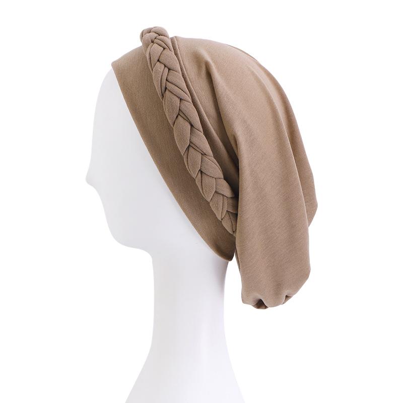 European And American Solid Color Elastic Ethnic Style Bag Head Cap, Twist Braid Chemotherapy Cap, Confinement Cap Jdt-429C