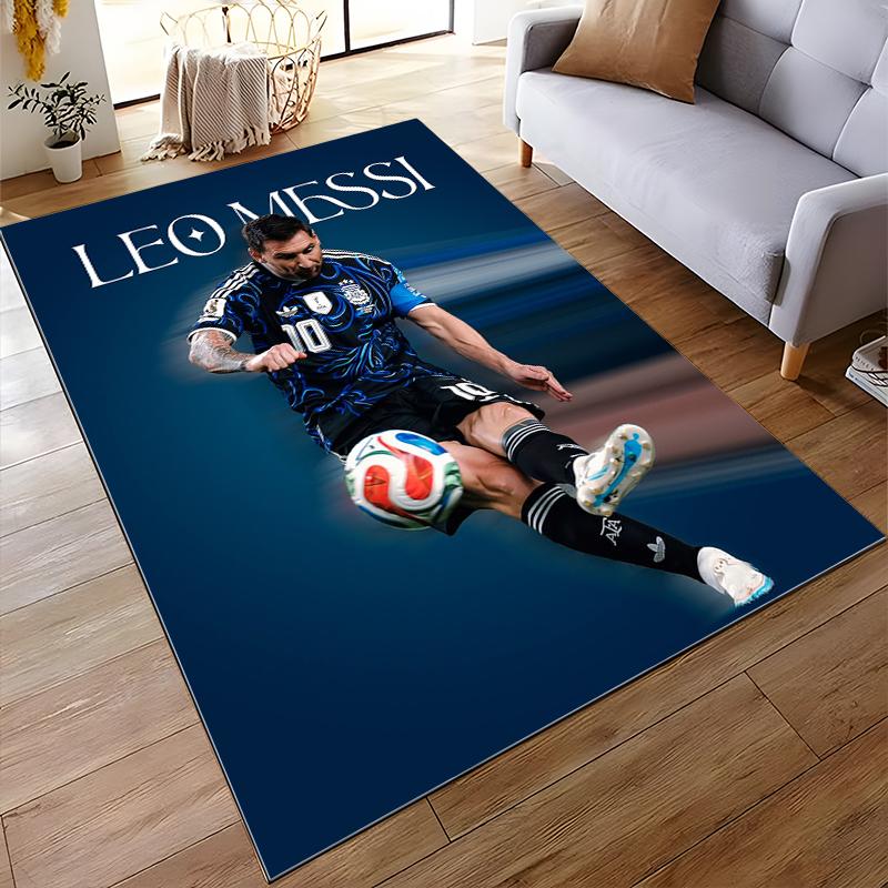 Blue Football Player Action Design Rug Non-slip rug suitable for living room and bedroom sofas sofas