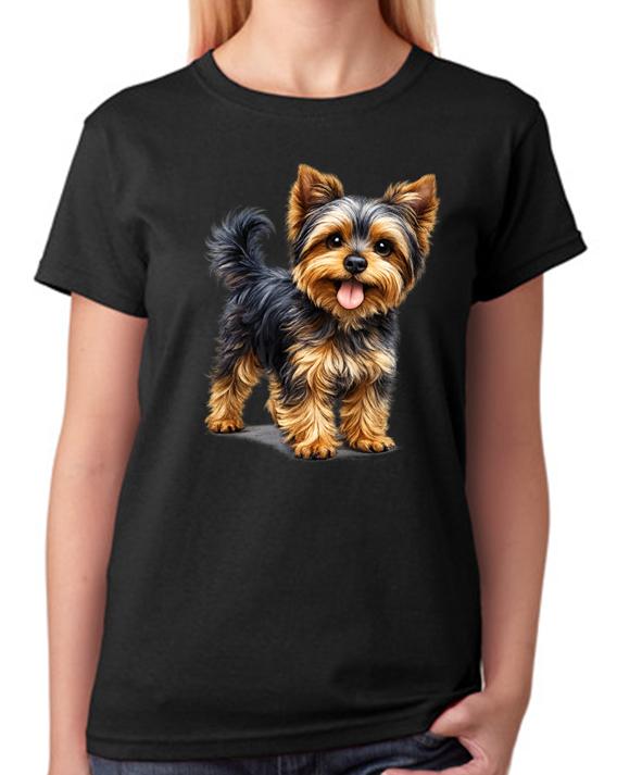 Cute Yorkshire Terrier Dog Illustration Ladies Unisex T-Shirt Pet Lover Tee