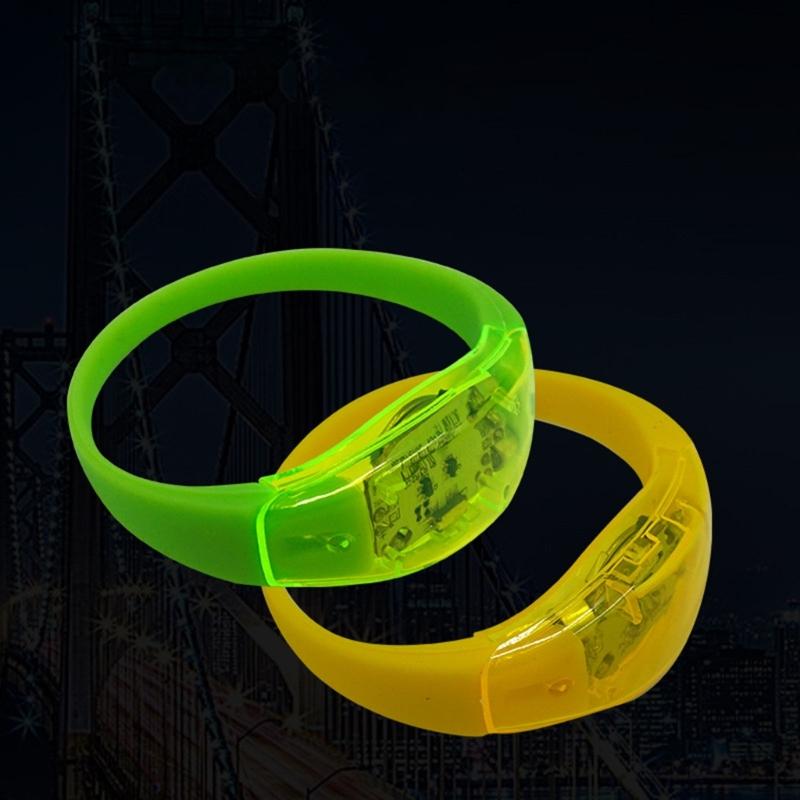 10pcs Voice Activated Sound Control LED Bracelets Flashing Silicone Bangle Christmas New Year Wedding Party Decoration