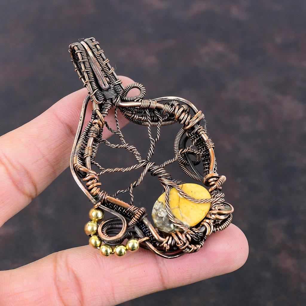 Tree Of Life Brecciated Mookaite Pendant Copper Wire Wrapped Jewelry Handmade Pendant Gemstone Jewelry Copper Wire Wrap Pendant Gift For Mom
