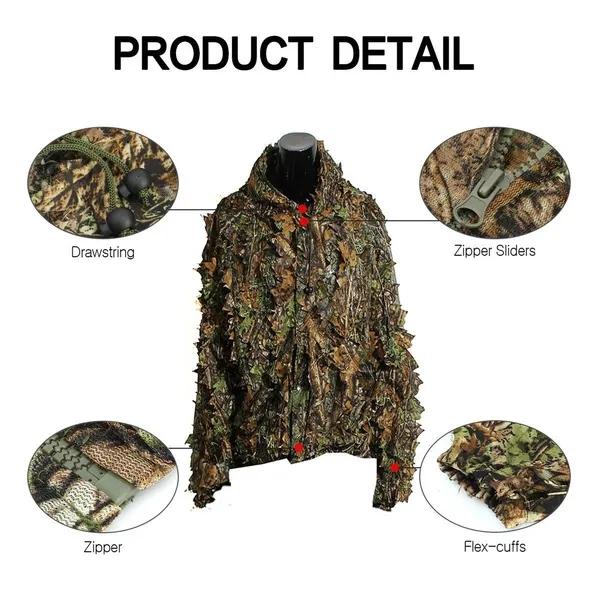 Тактическая камуфляжная одежда с 3D листьями, камуфляжный костюм Ghillie, бионическая камуфляжная охотничья одежда, камуфляжная одежда для наблюдения за птицами на открытом воздухе