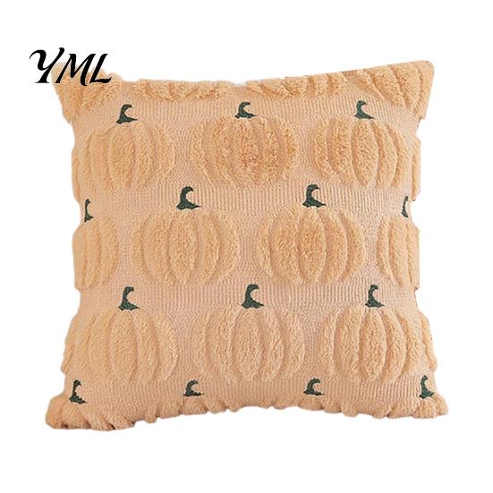 Farmhouse Fall Pillow Covers Plush Pumpkin Cushion Cover, Halloween Throw 18 x Inches Maple Leaf Case for Sofa Couch Cozy Decor Unique Home