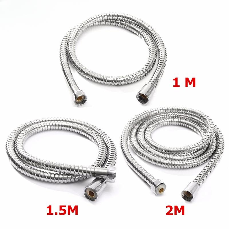 1m/1.5m/2m Flexible Shower Hose Stainless Steel Chrome Bathroom Water Head Shower Head Pipe Tool Shower Acssories