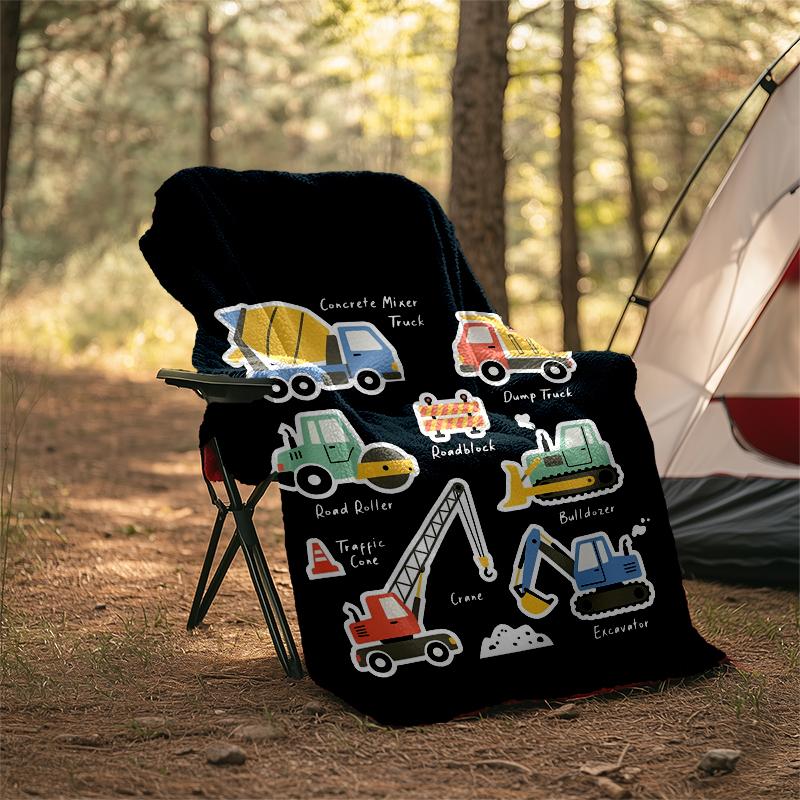 excavator Theme Printed Blanket - Perfect for Couch, Bed, Travel & Outdoor Use | Machine Washable, Cozy & Durable.