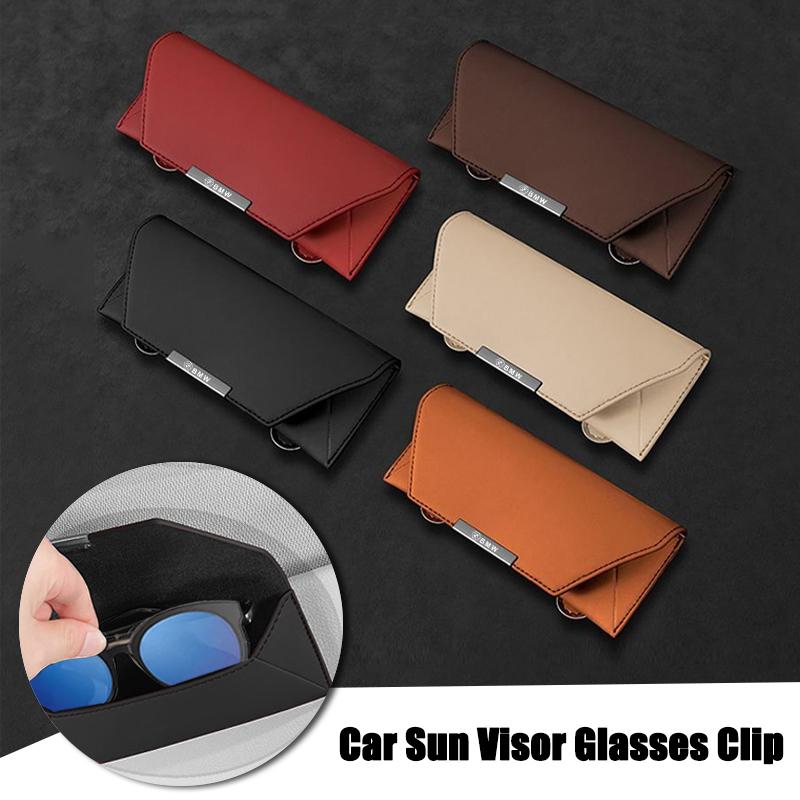 New Leather Car Sun Visor Sunglasses Clip Ticket Card Storage Holder For BMW 1 3 5 Series X1 X4 X5 X7 G20 G38 F20 F39 F48 E46