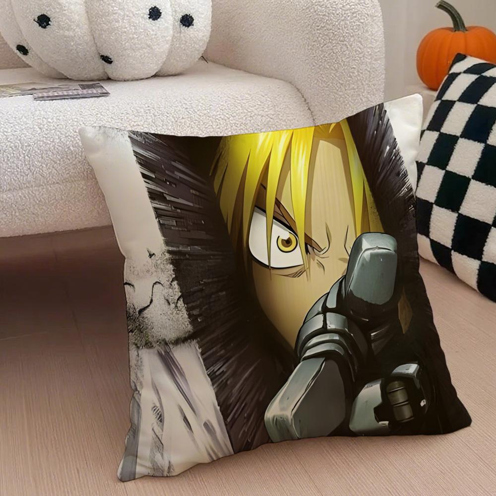 FFullmetal Alchemist Brotherhoo Cushion Cover Linen Pillow Case Soft Breathable Protective Couch Room Decoration
