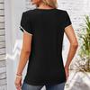 Футболка для женщин с коротким рукавом, трикотажная лоскутная кружевная однотонная весенняя блузка