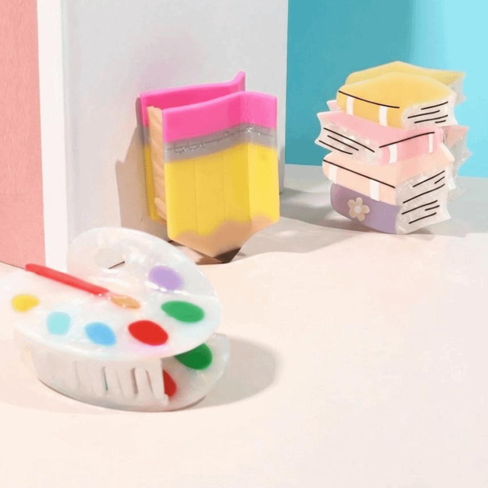 Funny Book Hair Claw Cute Geometry Acetate Hair Clip Pencil Hair Barrettes Back To School